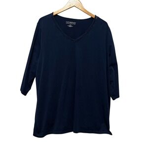 Catherines Suprema Collection 2X Womens 3/4‎ Sleeve Knit Top Minimalist Comfort